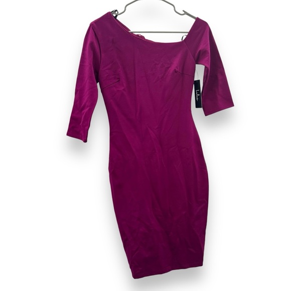 Lulus Precious Thing Magenta Asymmetrical Off The Shoulder Mini‎ Dress Sz S NEW - Picture 3 of 13